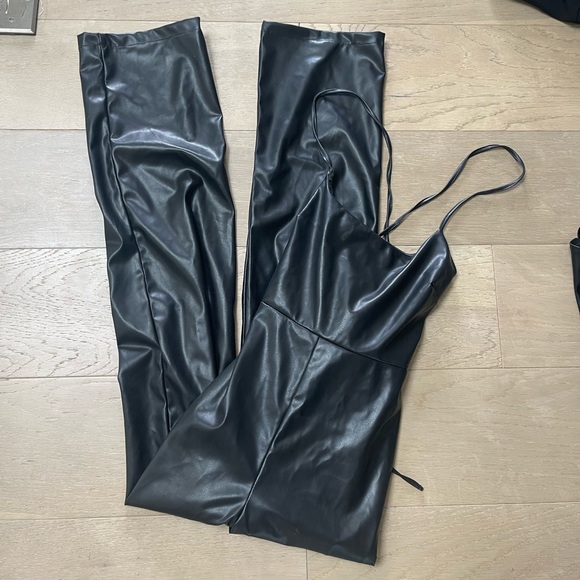 Leather wide leg jumpsuit - Picture 3 of 5